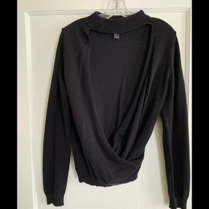 Black choker collar sweater